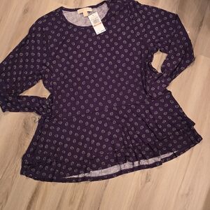 Michael Kors Plum Blouse with Geometric Design